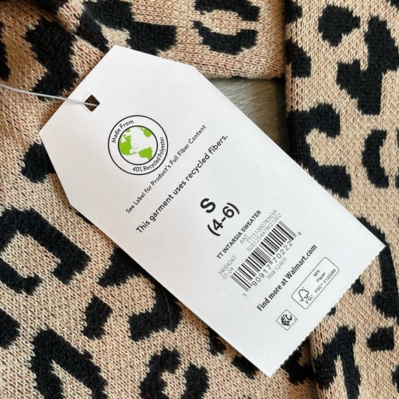 NEW Time And Tru heart animal print sweater - Picture 2 of 3